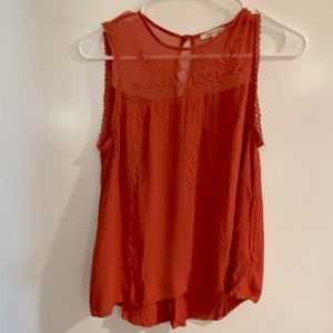 Terracotta fine detailed sleeveless top